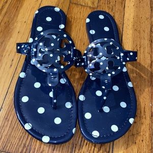 **SOLD** Tory Burch Navy Blue Polka Dot Miller Sandals